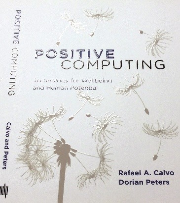 Book cover for “Positive Computing” with raised spot gloss and subtle foil dandelion illustrations.