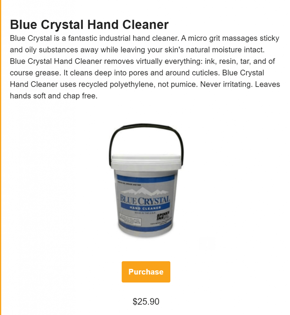 Blue Crystal Hand Cleaner Product Listing