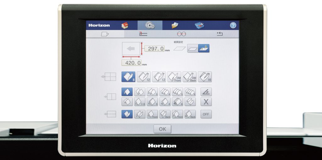 Horizon AFV-56K Automated Folder setup screen