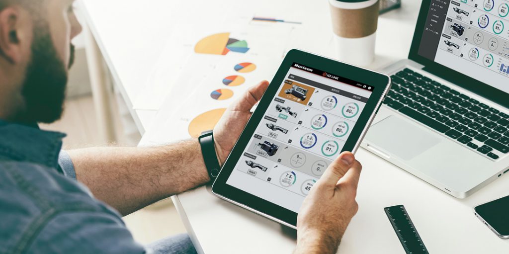 Horizon iCE Link Bindery Control System software being used on a tablet